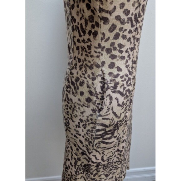 St John Marie Gray Dress Wool Blend Leopard Cheetah print Sz 2 Long Sleeve - Picture 6 of 9